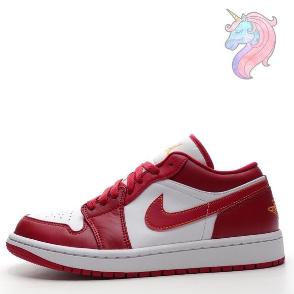 Mens Size 18 Nike Air Jordan 1 Low Cardinal Red Curry White Shoes 553558 607 New - Picture 4 of 16